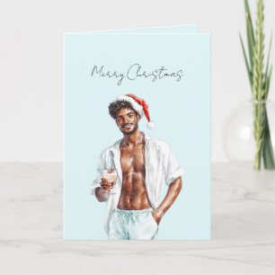 Carte Noël de l'homme aux cheveux noirs  