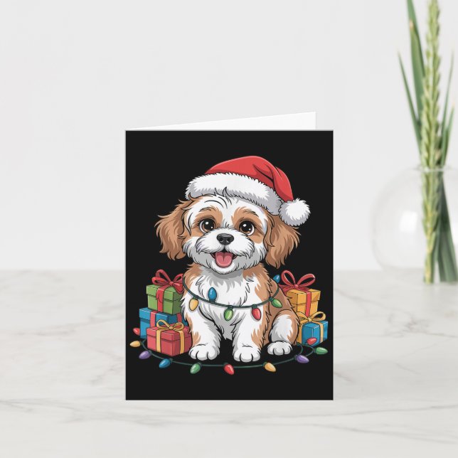 Carte Noël de Noël de Cavachon Noël Design Amour de chie (Devant)