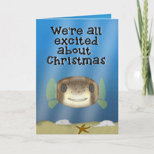 Carte Noël de poissons de décolleur de porc-épic