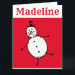 Carte Noël de Snowman personnalisé<br><div class="desc">Cette carte de Noël personnalisée présente le personnage Snowman de l'équipage de Noël.</div>