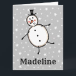 Carte Noël de Snowman personnalisé<br><div class="desc">Cette carte de Noël personnalisée présente le personnage Snowman de l'équipage de Noël.</div>