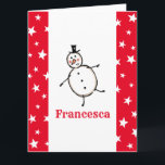 Carte Noël de Snowman personnalisé<br><div class="desc">Cette carte de Noël personnalisée présente le personnage Snowman de l'équipage de Noël.</div>