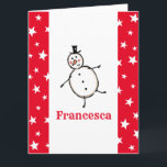 Carte Noël de Snowman personnalisé<br><div class="desc">Cette carte de Noël personnalisée présente le personnage Snowman de l'équipage de Noël.</div>