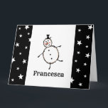 Carte Noël de Snowman personnalisé<br><div class="desc">Cette carte de Noël personnalisée présente le personnage Snowman de l'équipage de Noël.</div>