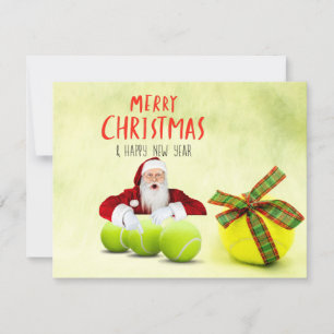 Carte Noël de tennis avec le Père Noël