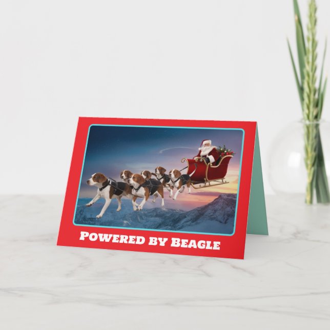 Carte Noël de vacances drôle Beagle (Devant)
