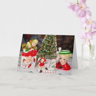 Carte Noël des années 50 à la mode rétro Nouvel An