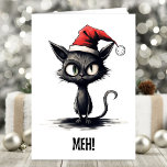 Carte Noël des chats sarcastiques<br><div class="desc">Vous cherchez une carte de Noël avec une touche d'humour ? Rencontrez la carte de Noël du chat noir non plussé. Cette salutation de vacances comprend un chat noir portant un chapeau de Père Noël, offrant une dose classique de joie de Noël avec juste la bonne attitude. Sous le chat,...</div>