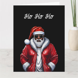 Carte Noël drôle afro-américain de Père Noël noire