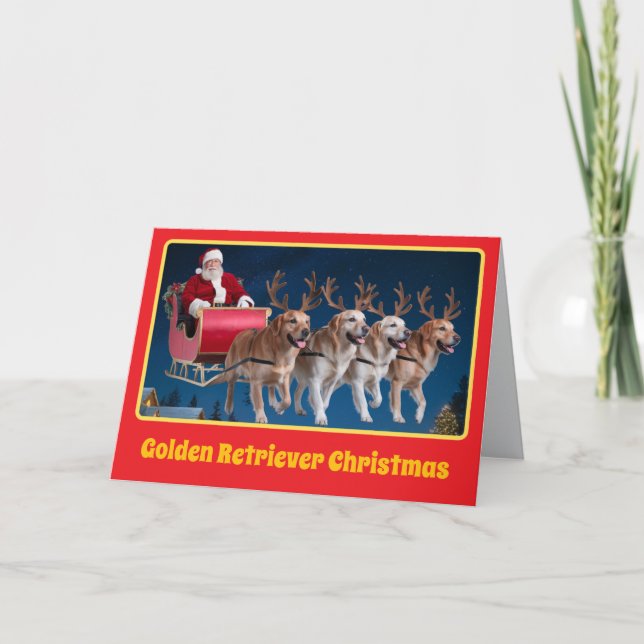 Carte Noël drôle de Golden Retriever (Devant)