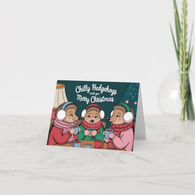 Carte Noël drôle de Hérisson (Devant)
