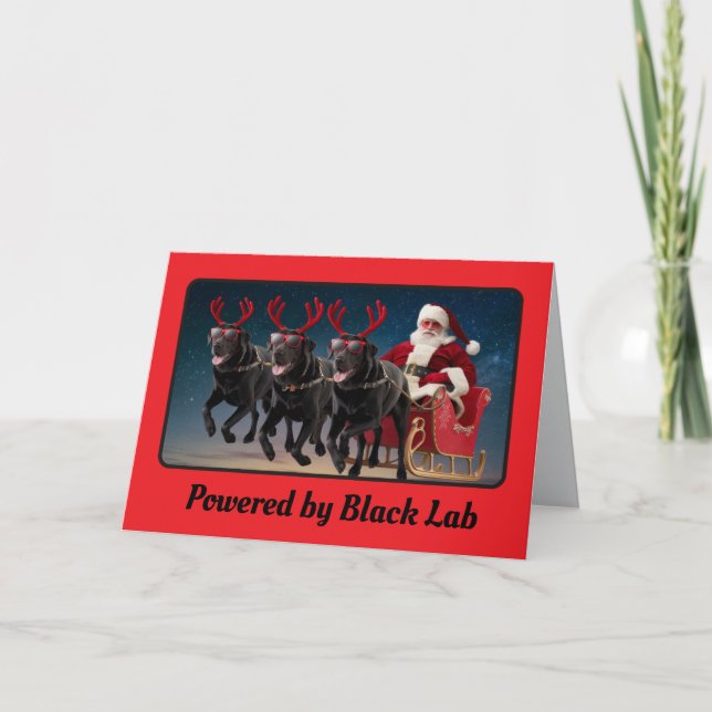 Carte Noël drôle de vacances de Lab noir (Devant)