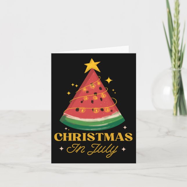 Carte Noël Drôle En Juillet Pastèque Été Noël Tre (Devant)