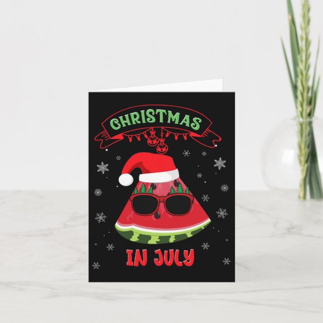Carte Noël Drôle En Juillet Pastèque Xmas Tree Père Noël (Devant)