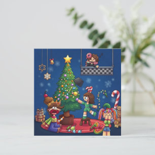 Carte Noël drôle est Annulé Chibi Personnages Autocollan