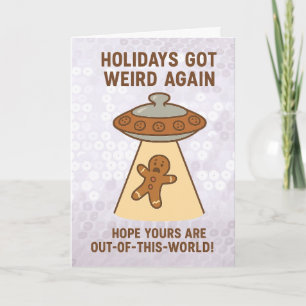 Carte Noël drôle : Gâteau de Noël UFO hors de ce monde
