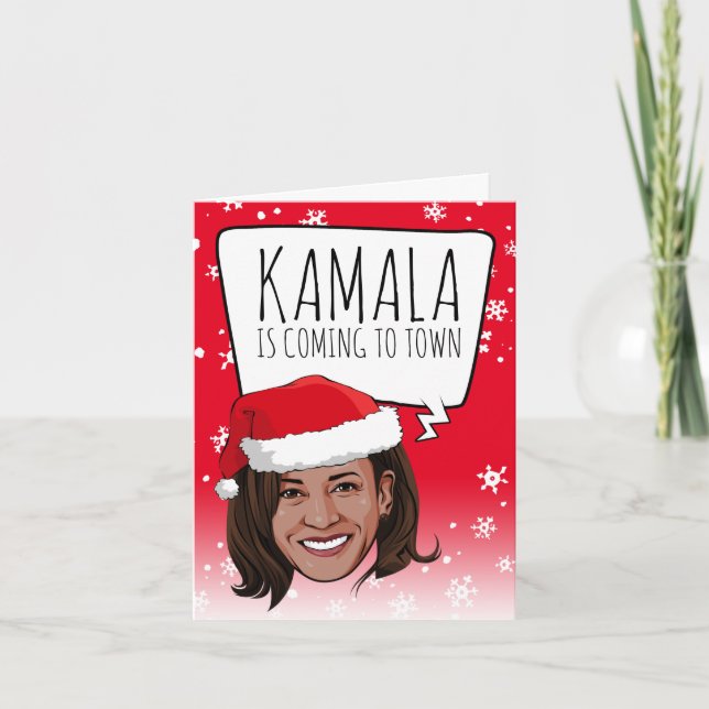 Carte Noël drôle Kamala : Kamala arrive en ville (Devant)