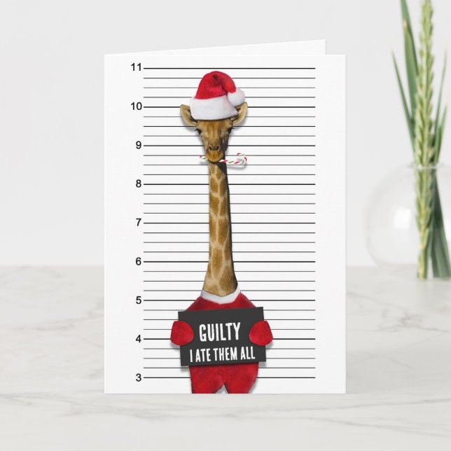 Carte Noël Drôle Mugshot Guilty Giraffe (Devant)