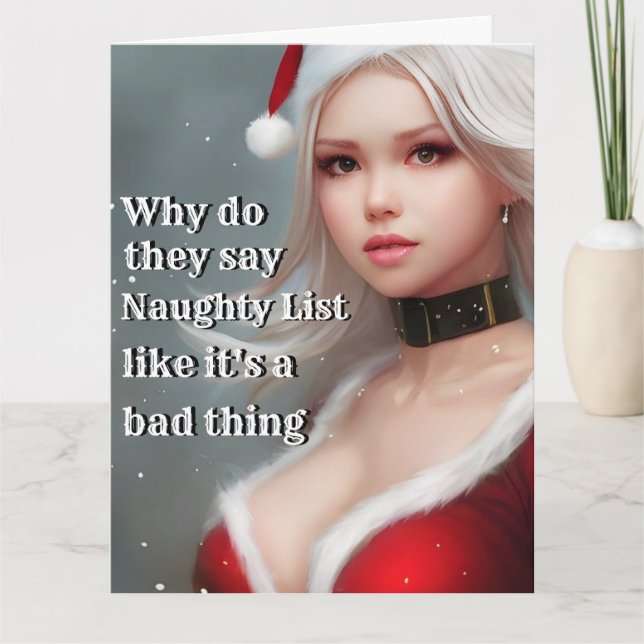 Carte Noël Drôle NAUGHTY LIST COMME UNE MAUVAISE CHOSE (Devant)