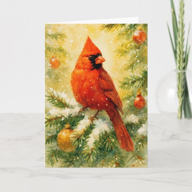 Carte Noël du cardinal rouge (Devant)