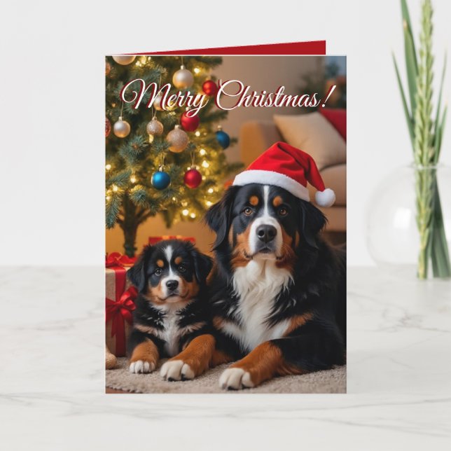 Carte Noël du chien de montagne bernois (Devant)