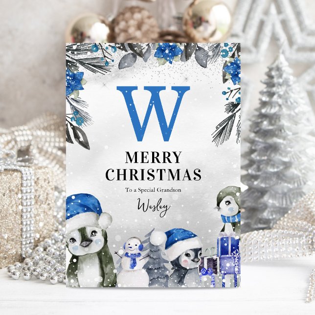 Carte Noël du mignon Penguin Grandson (Créateur téléchargé)