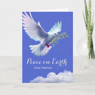 Carte Noël du neveu Colombe de Paix Branche d'Olivier