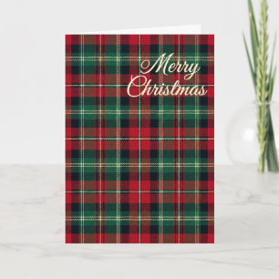 Carte Noël Écossais Tartan Vert et Rouge
