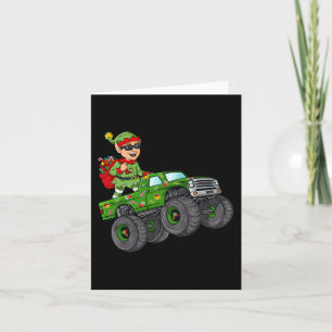 Carte Noël Elf équitation Monster Camion Garçons Enfants