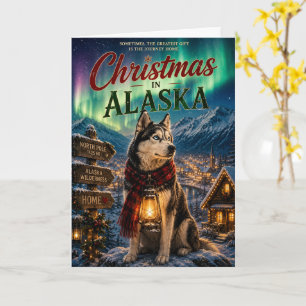 Carte Noël en Alaska Husky Village d'hiver Nord 