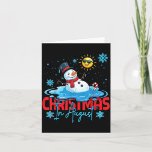 Carte Noël en août Bonhomme de neige fondant Été