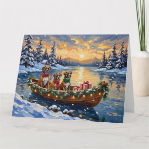 Carte Noël en bateau Boxer pour les Fêtes