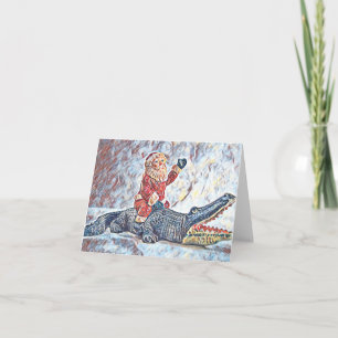 Carte Noël en Floride Santa Claus équitation Alligator