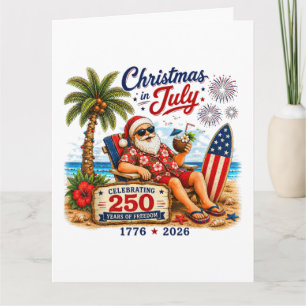 Carte Noël en juillet 250 ans de liberté Beach Santa