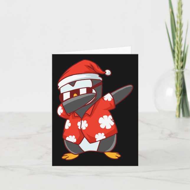 Carte Noël En Juillet Dabbing Penguin (Devant)
