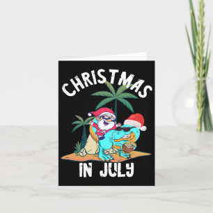 Carte Noël En Juillet Père Noël Dinosaures T-rex Summer