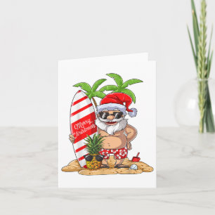Carte Noël En Juillet Père Noël Hawaiian Surfing Cadeaux