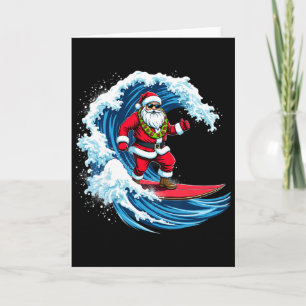 Carte Noël en juillet Santa Surf Été Surfant