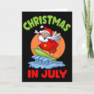 Carte Noël en juillet Santa surfant Enfants Tout-Petit H