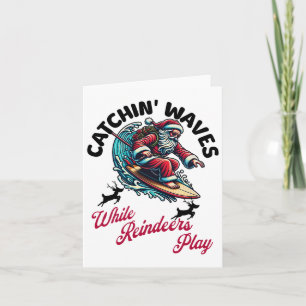 Carte Noël En Juillet Surf Santa Claus Summer Beach