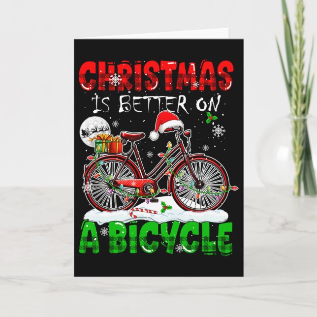 Carte Noël Est Mieux À Vélo Père Noël Cyclist Col (Devant)