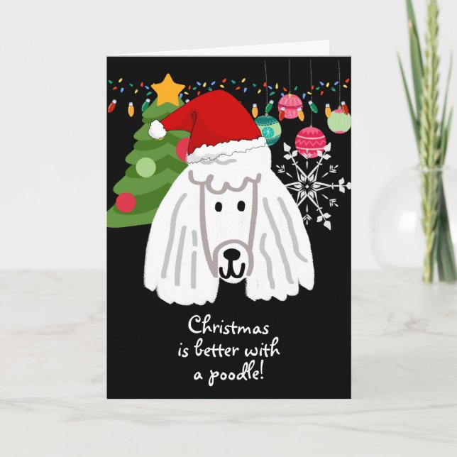 Carte Noël est mieux avec un caniche (Devant)