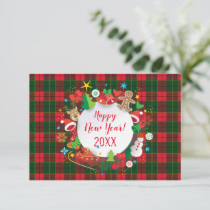 Carte Noël et Joyeux Nouvel An 20XX! Motif écossais