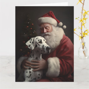 Carte Noël festif Dalmatien avec le Père Noël