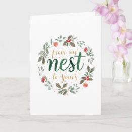 Carte Noël festif "De notre nid au vôtre"