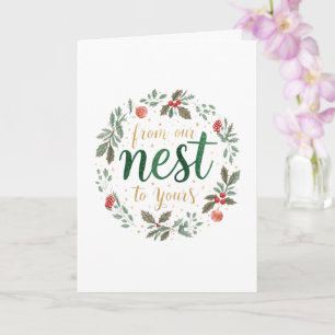 Carte Noël festif "De notre nid au vôtre"