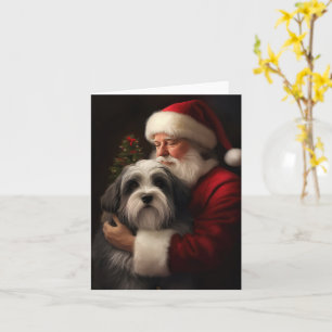 Carte Noël festif du Père Noël du Terrier tibétain