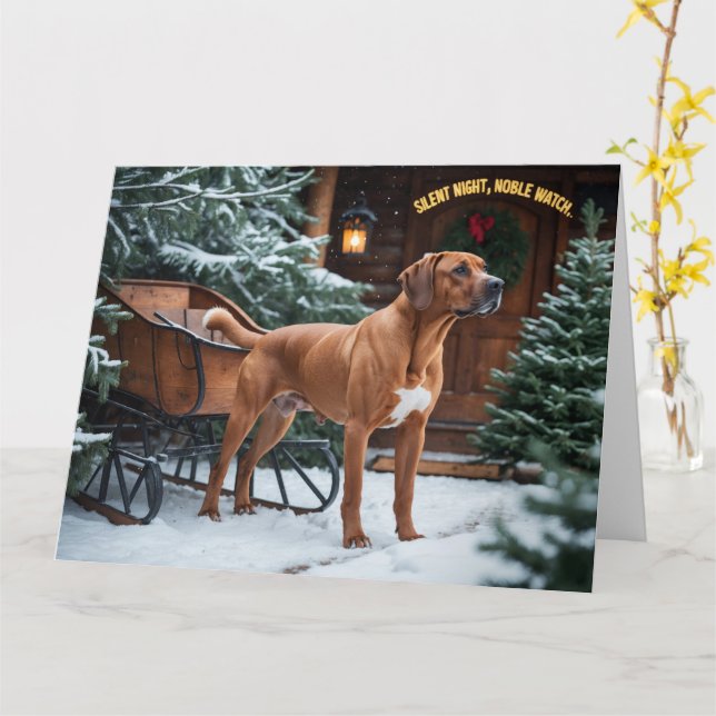 Carte Noël Festif Rhodesian Ridgeback (Fleur jaune)