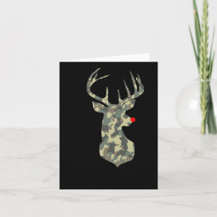 Carte Noël Fête Rudolf Reindeer Rouge Nez Camo Hu