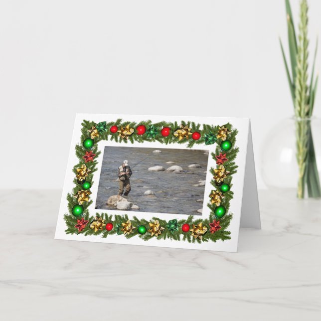 Carte Noël "Fishmas" de pêche à la mouche sur mesure (Devant)